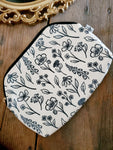 Ivory Pressed Floral Zipper Pouch